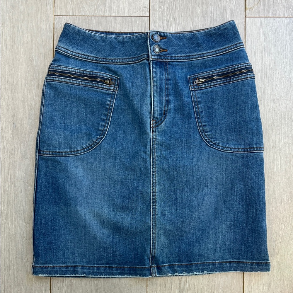 Prana Dark Blue Denim Pencil Skirt